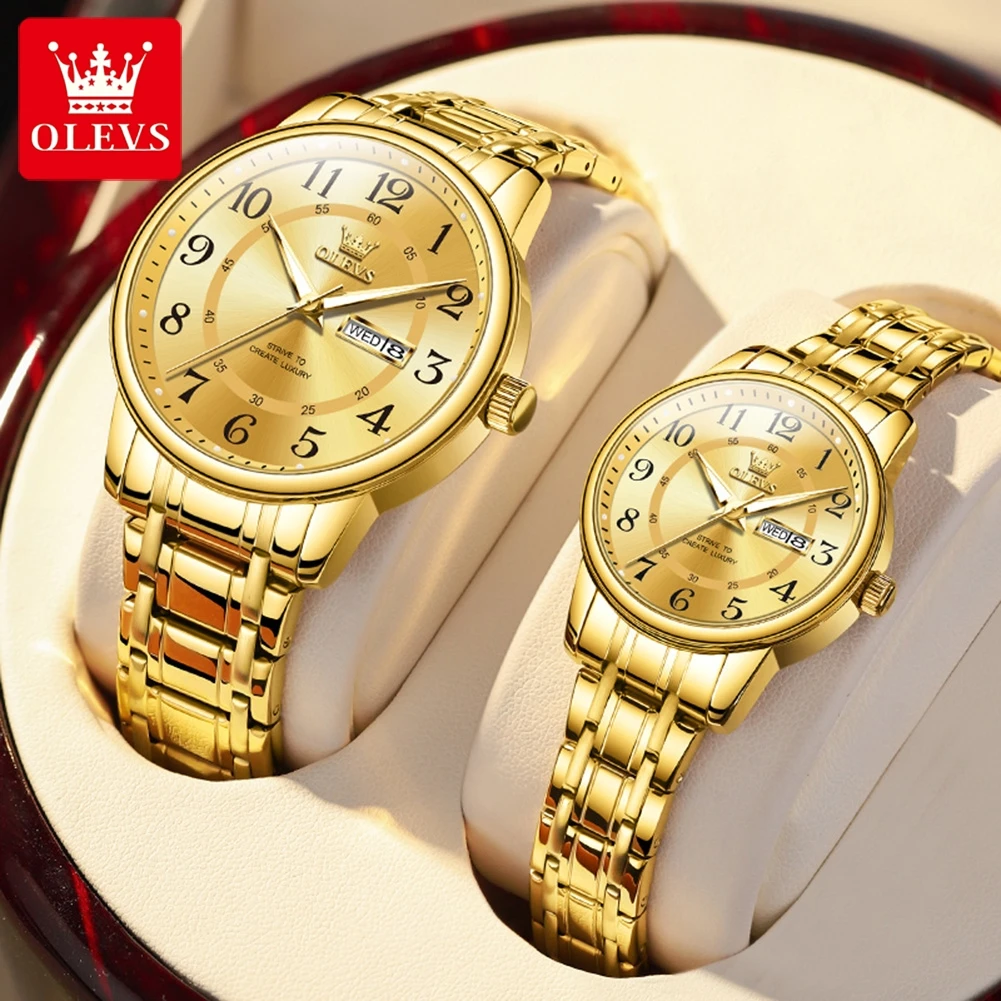 Luxury Watch Gift For Her - OLEVS 2891 Origineel Quartz Paarhorloge Merk